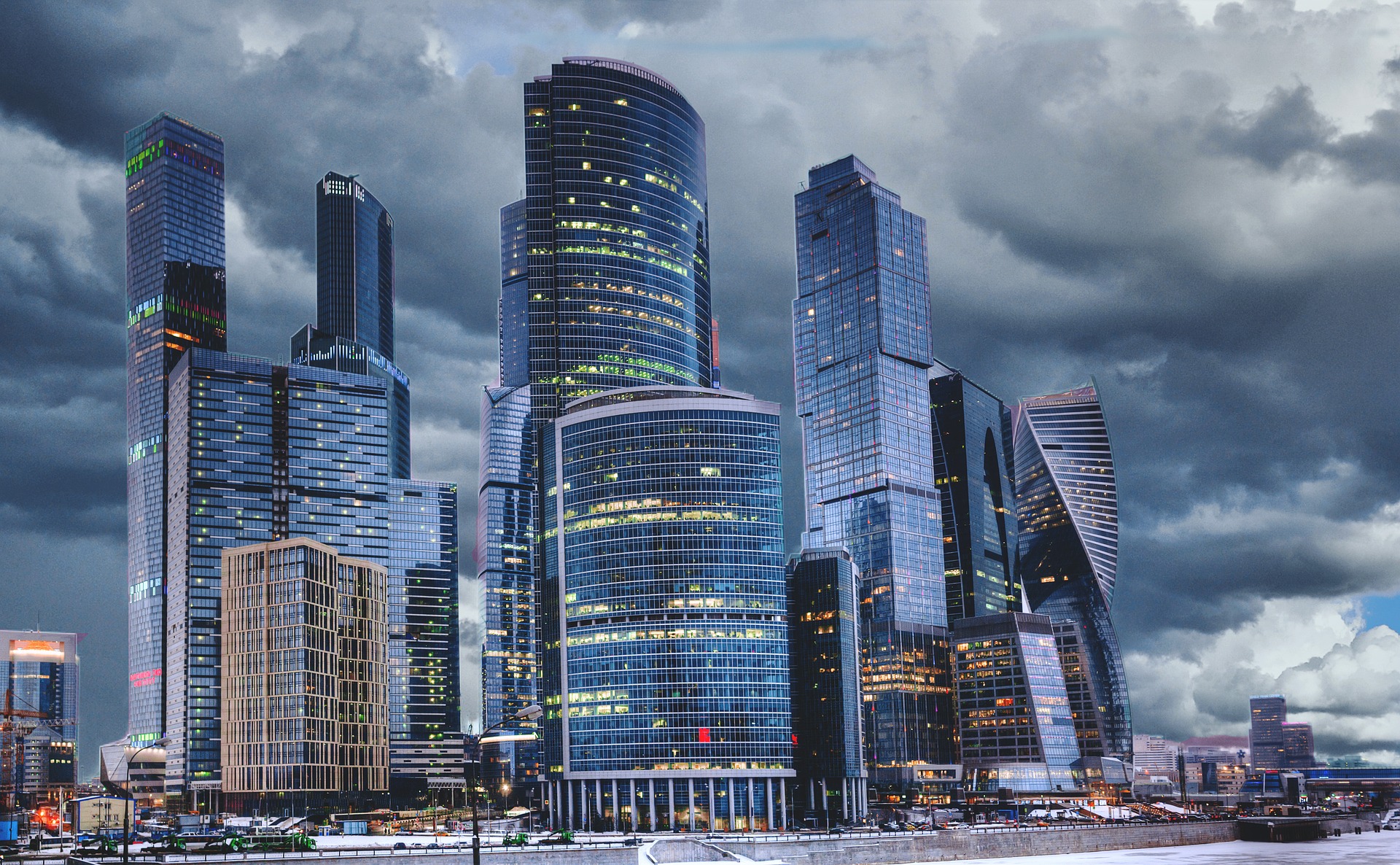 Skyline of a group of buildings